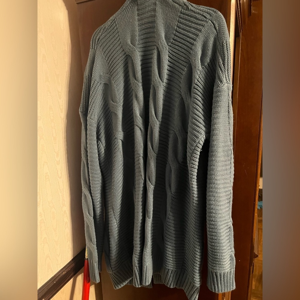 Cozy Blue Cable Knit Cardigan - Picture 2 of 3